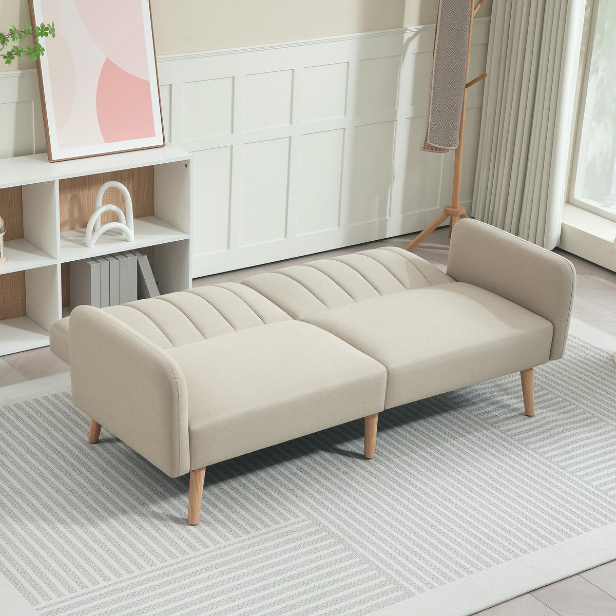 SCHLAFSOFA 2er-Sitz DE-14588 3-fach verstellbare Rückenlehne Beige - Beige, Holzwerkstoff (173/73/75cm) - ComfortXL