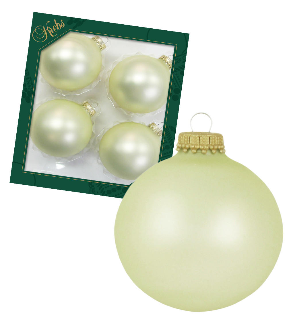 CHRISTBAUMKUGELN Uni-Design Elara Beige 8cm (Glas / 4 Stk.) - Beige, Glas (8/9/8cm) - Krebs Glas Lauscha