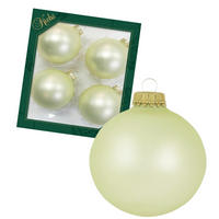 CHRISTBAUMKUGELN Uni-Design Elara Beige 8cm (Glas / 4 Stk.) - Beige, Glas (8/9/8cm) - Krebs Glas Lauscha