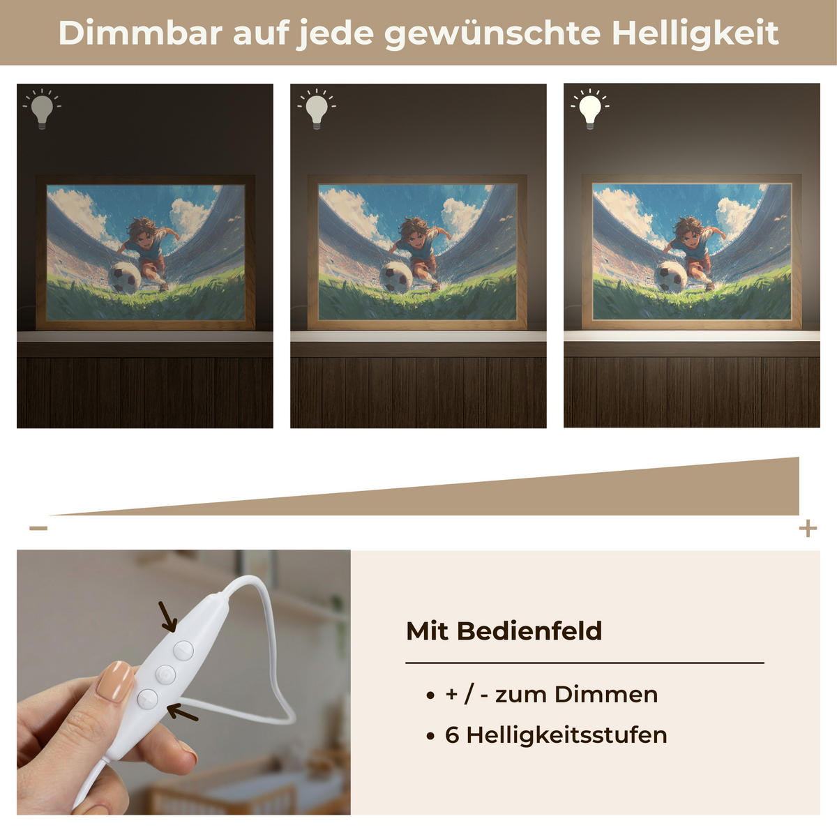 NACHTTISCHLAMPE Stadion - Fußballer - Ball 30x20 cm - Blau, Holzwerkstoff (8/30/20cm)