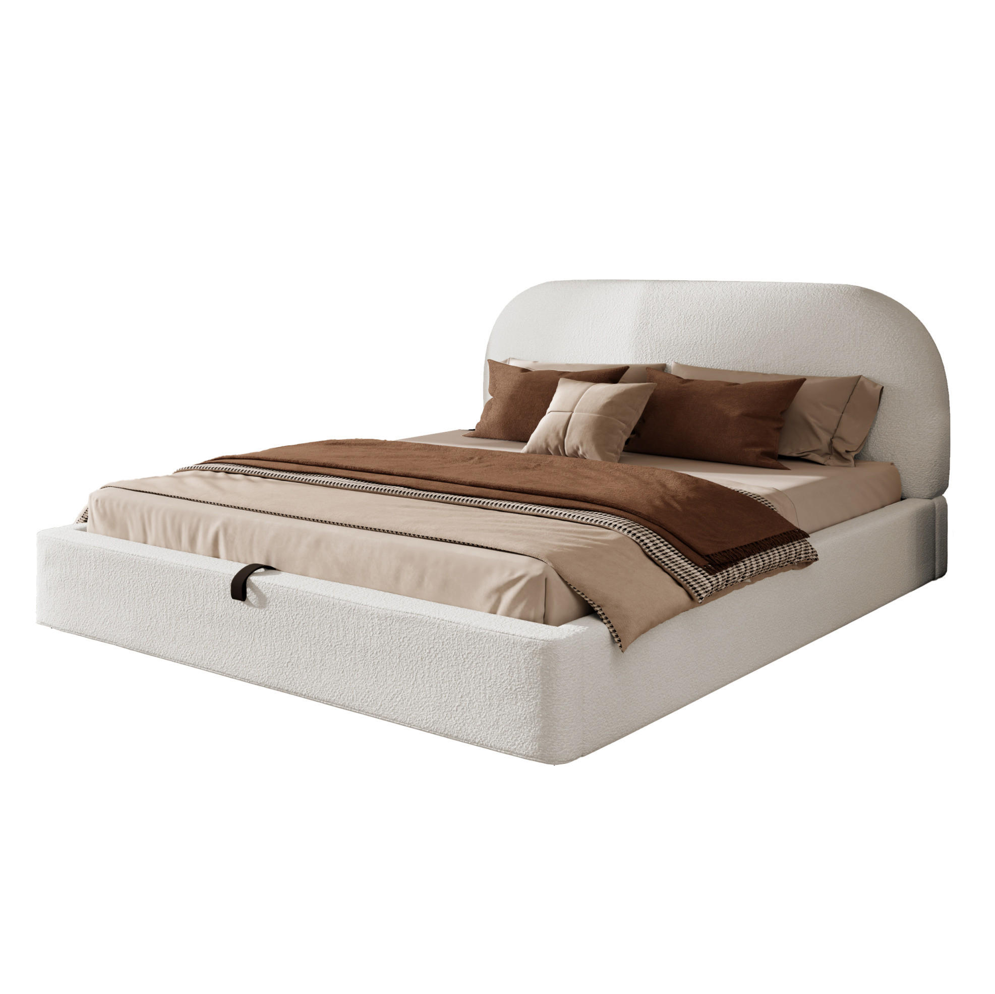 POLSTERBETT 180/200 cm aus Bouclé mit hydraulischem Stauraum Beige - Beige, Textil (180/200cm) - Modenvie