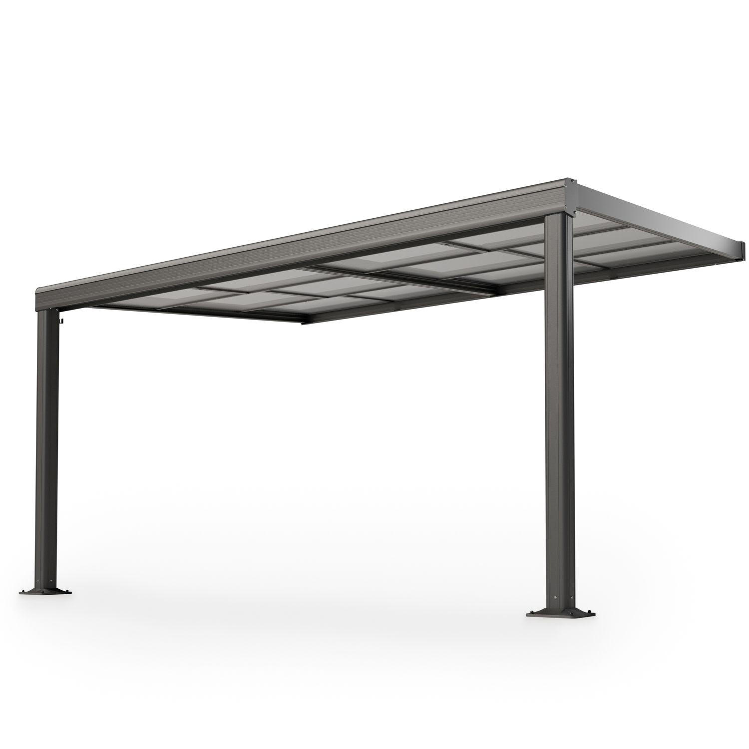 TERRASSENDACH Jakarta 4x3m dunkelgrau mit Polycarbonatplatten - Dunkelgrau, Metall (300/254/400cm) - Juskys