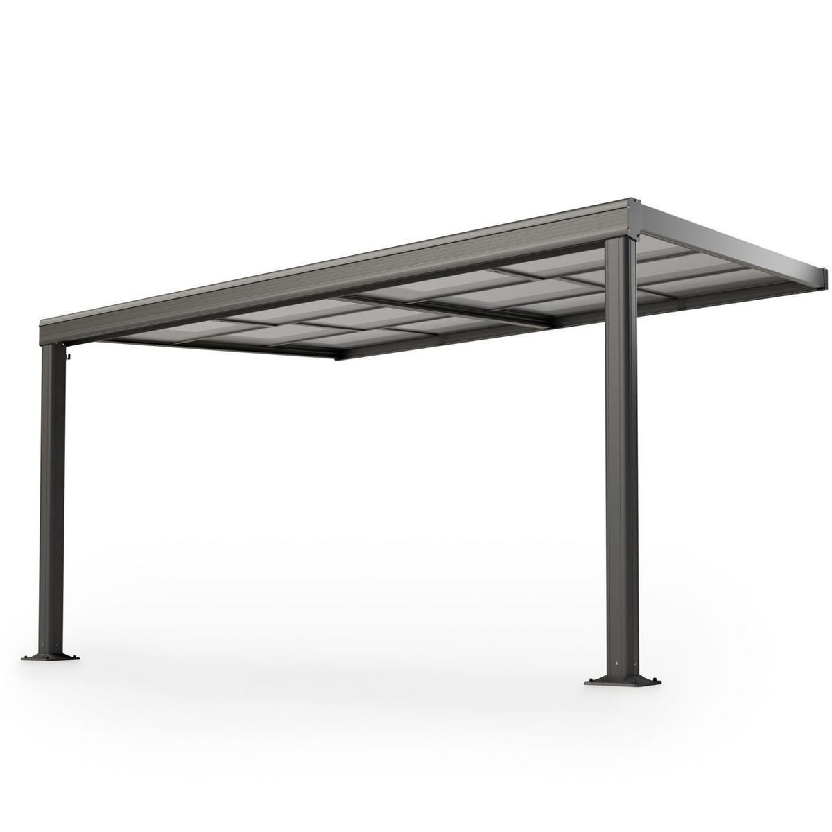 TERRASSENDACH Jakarta 4x3m dunkelgrau mit Polycarbonatplatten - Dunkelgrau, Metall (300/254/400cm) - Juskys