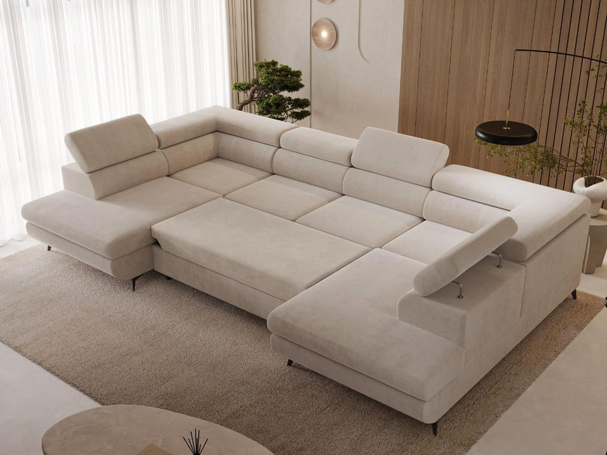 ECKSOFA U Argon Beige - Beige/Schwarz, Holz/Textil (322/190cm) - Graingold