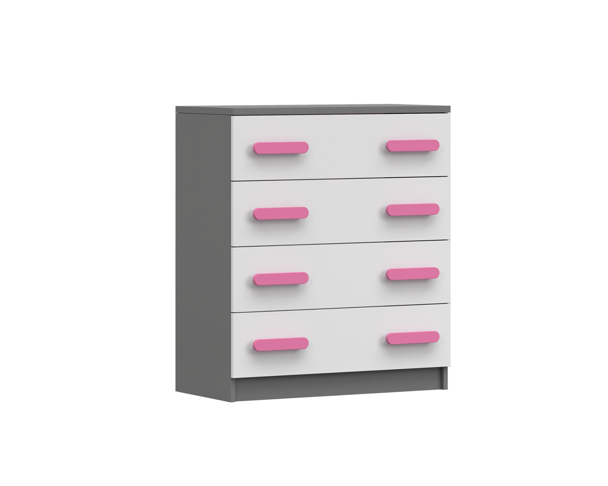 KINDERKOMMODE INGE 02 80/90/40 cm Weiß+Grau/Rosa - Weiß/Rosa, Holzwerkstoff (80/90/40cm) - Deine Möbel 24