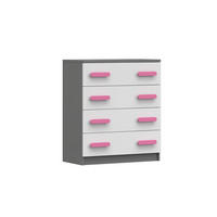 KINDERKOMMODE INGE 02 80/90/40 cm Weiß+Grau/Rosa - Weiß/Rosa, Holzwerkstoff (80/90/40cm) - Deine Möbel 24
