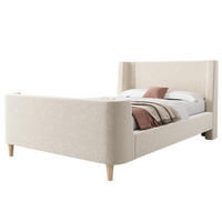 KINDERBETT aus Samt 90x200 cm Beige mit Weltraummuster und Lattenrost - Beige, Textil (90/200cm) - IVMEU