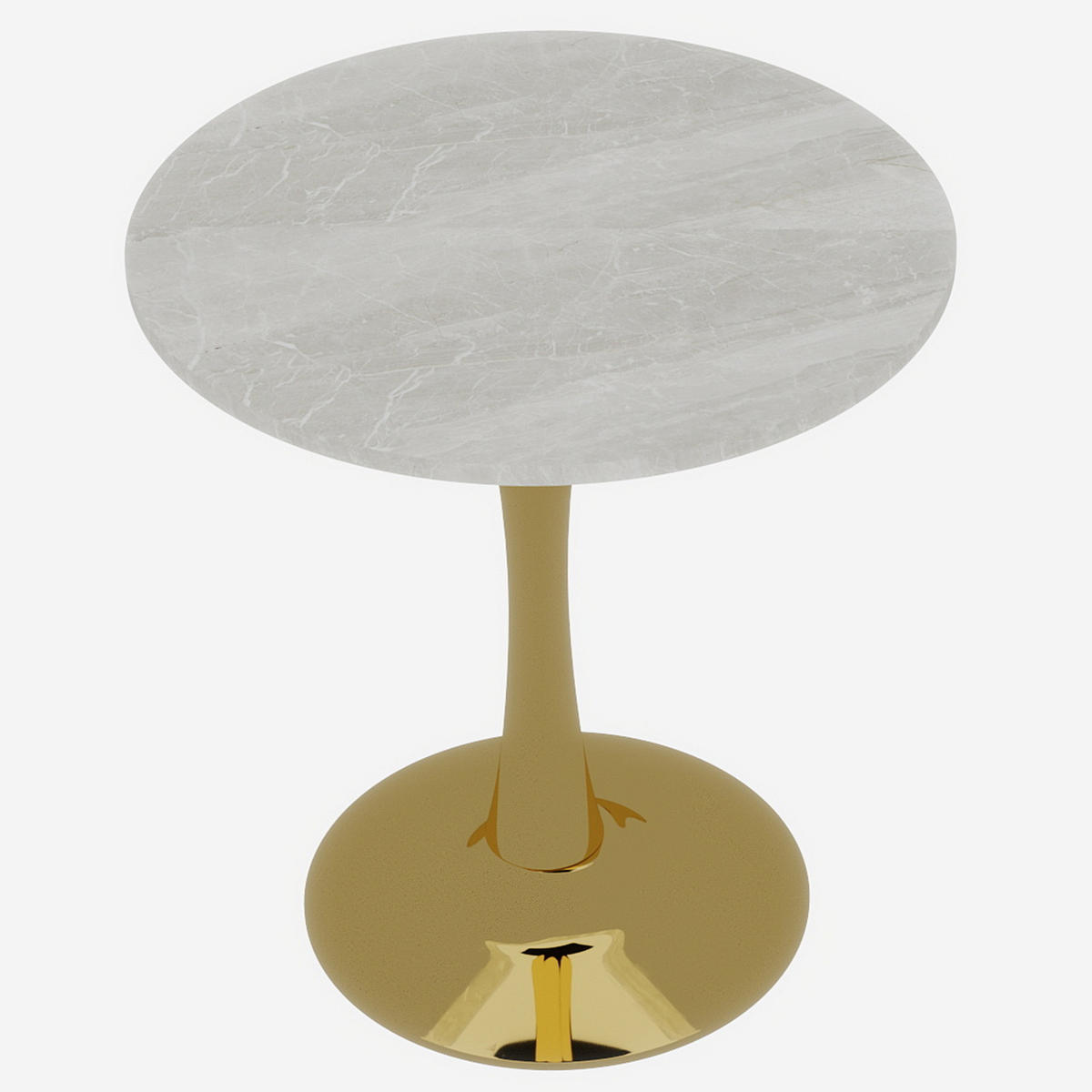 JÍDELNÍ STŮL vzhled mramoru a zlato, kulatý bistro stůl pro 2-4 osoby - bílá, kompozitní dřevo (70/70/72cm) - Urban Meuble