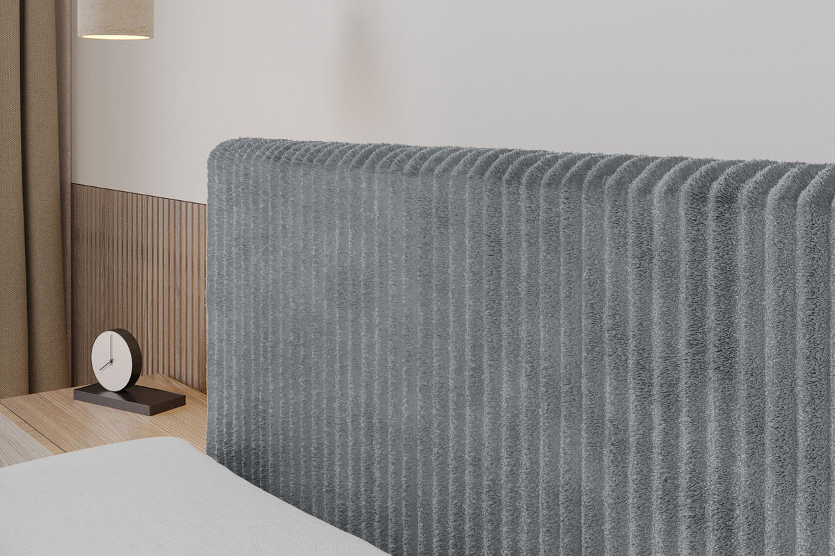 BOXBETT mit Matratze H4 und Lattenrost - TOLO-Z - 120x200 Cord - Dunkelgrau - Dunkelgrau, Holzwerkstoff (120/200cm) - ALTDECOR