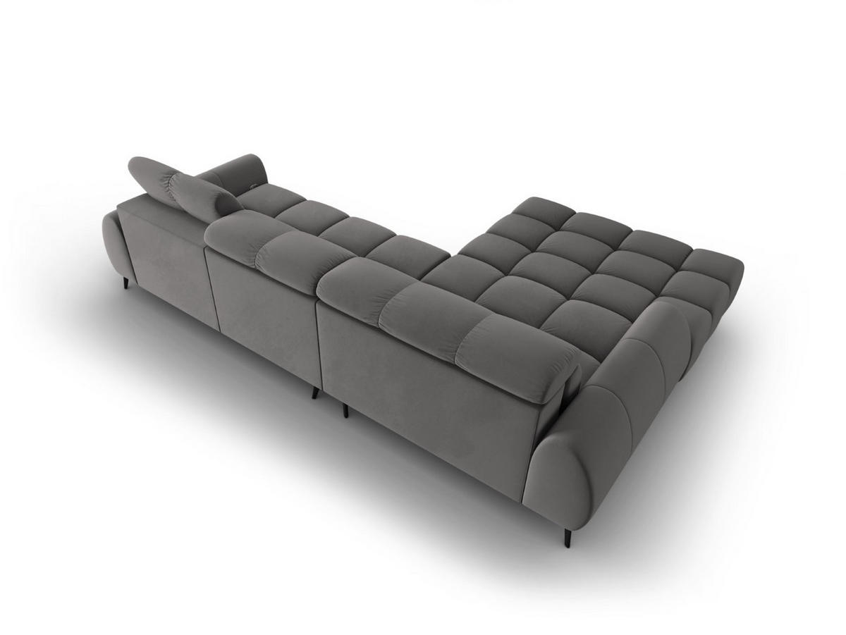 ELEKTRISCHES-ECKSOFA links Alyse aus Samt hellgrau 5 Sitzplätze - Hellgrau, Textil (188/295cm) - Micadoni