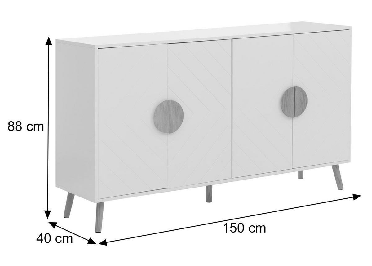 SIDEBOARD Weiß - Weiß, Holz (150/88/40cm) - MCW