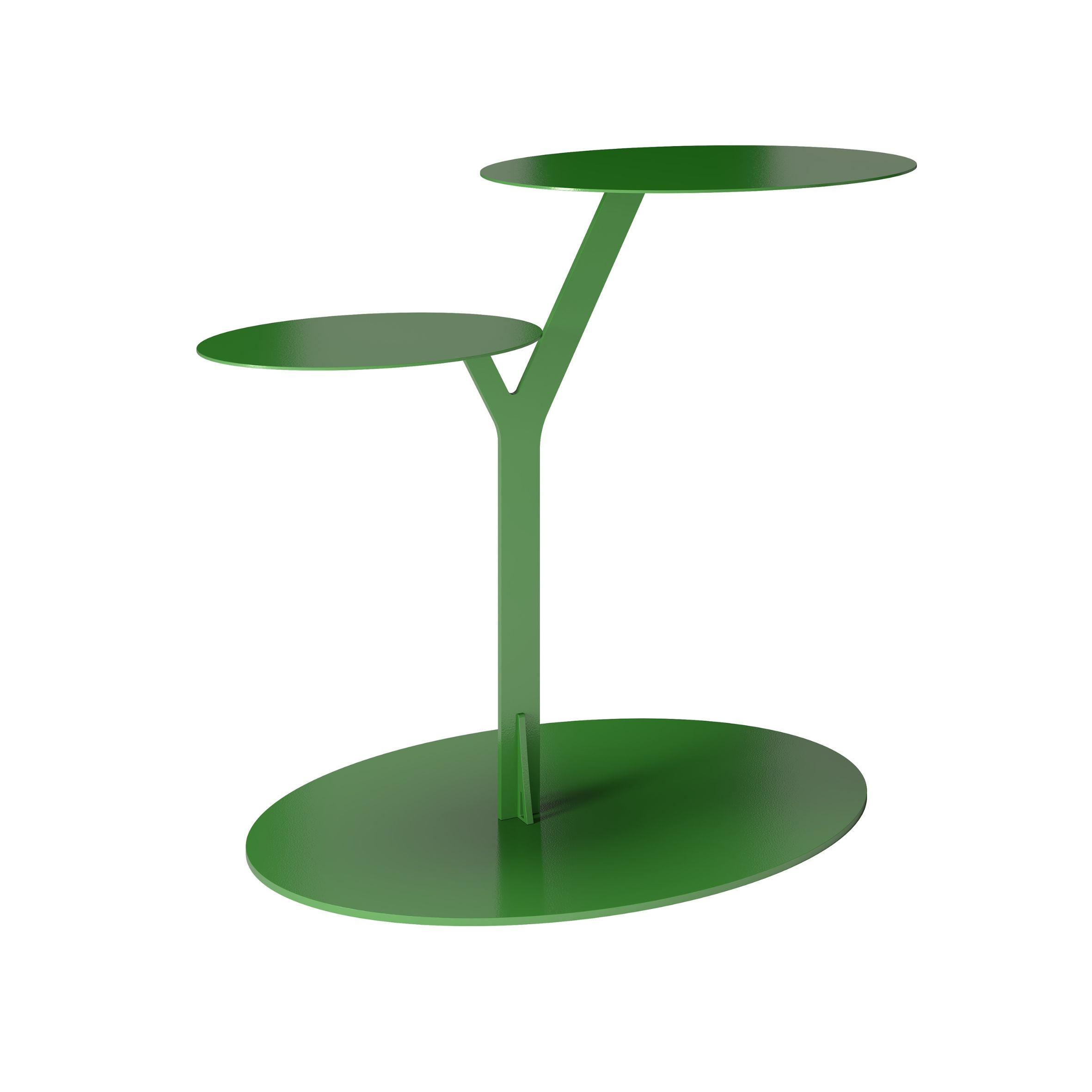 BEISTELLTISCH IROKO mit 2 Ablagen, Metall, Grün - Grün, Metall (54/32/44.5cm) - Kayani
