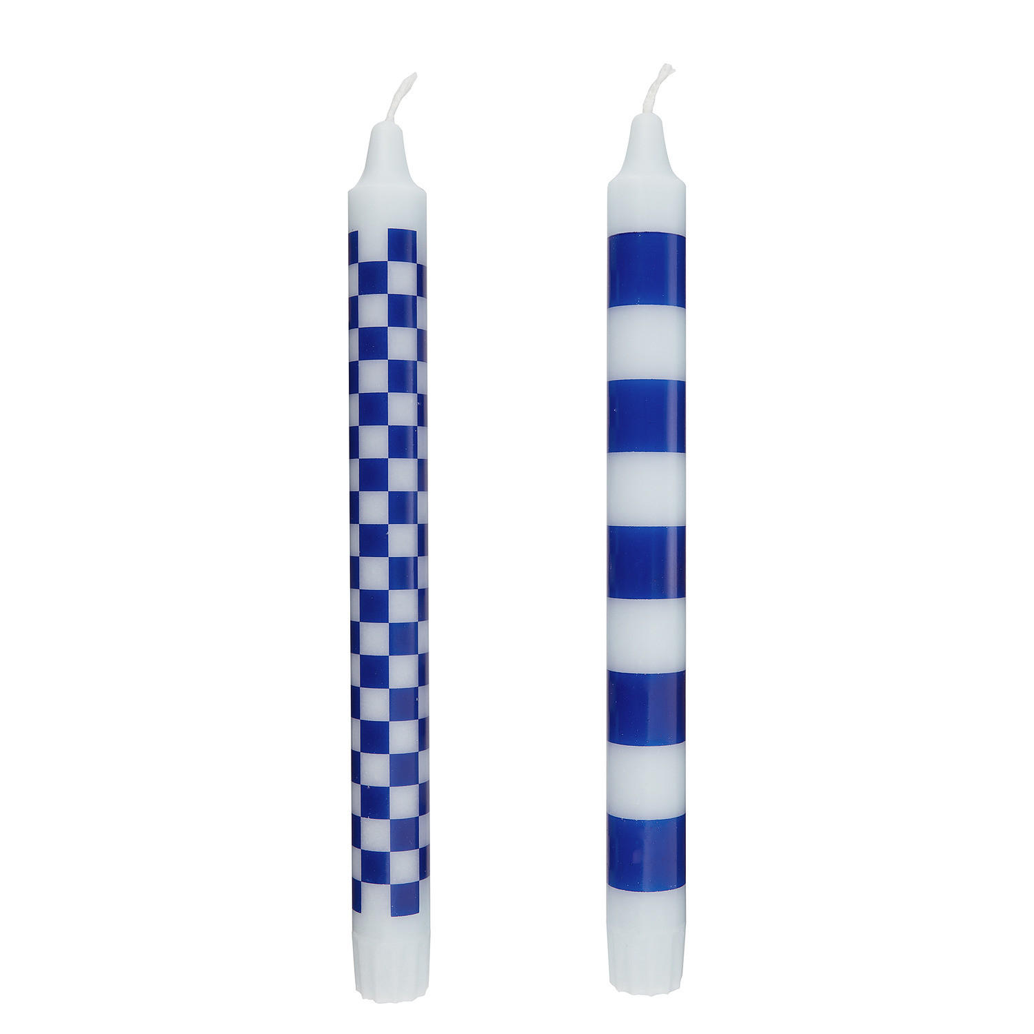 STABKERZE (2er Set) Art Bougie Checker - Blau/Weiß, Naturmaterialen (2.5/25/2.5cm) - Butlers