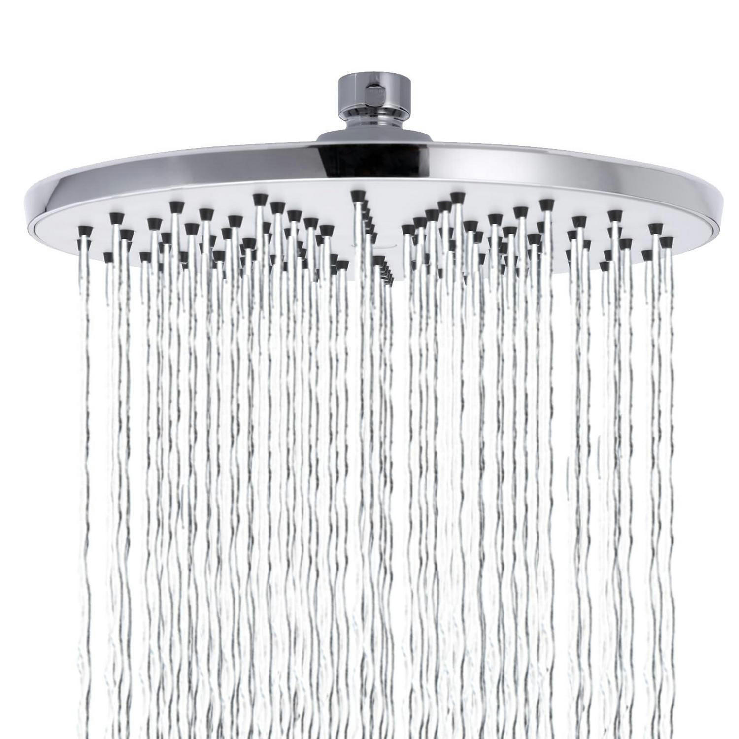 REGENDUSCHE 20 cm rund ABS-Material mit Silikondüsen - Silberfarben, Metall (20/12.7/20cm)