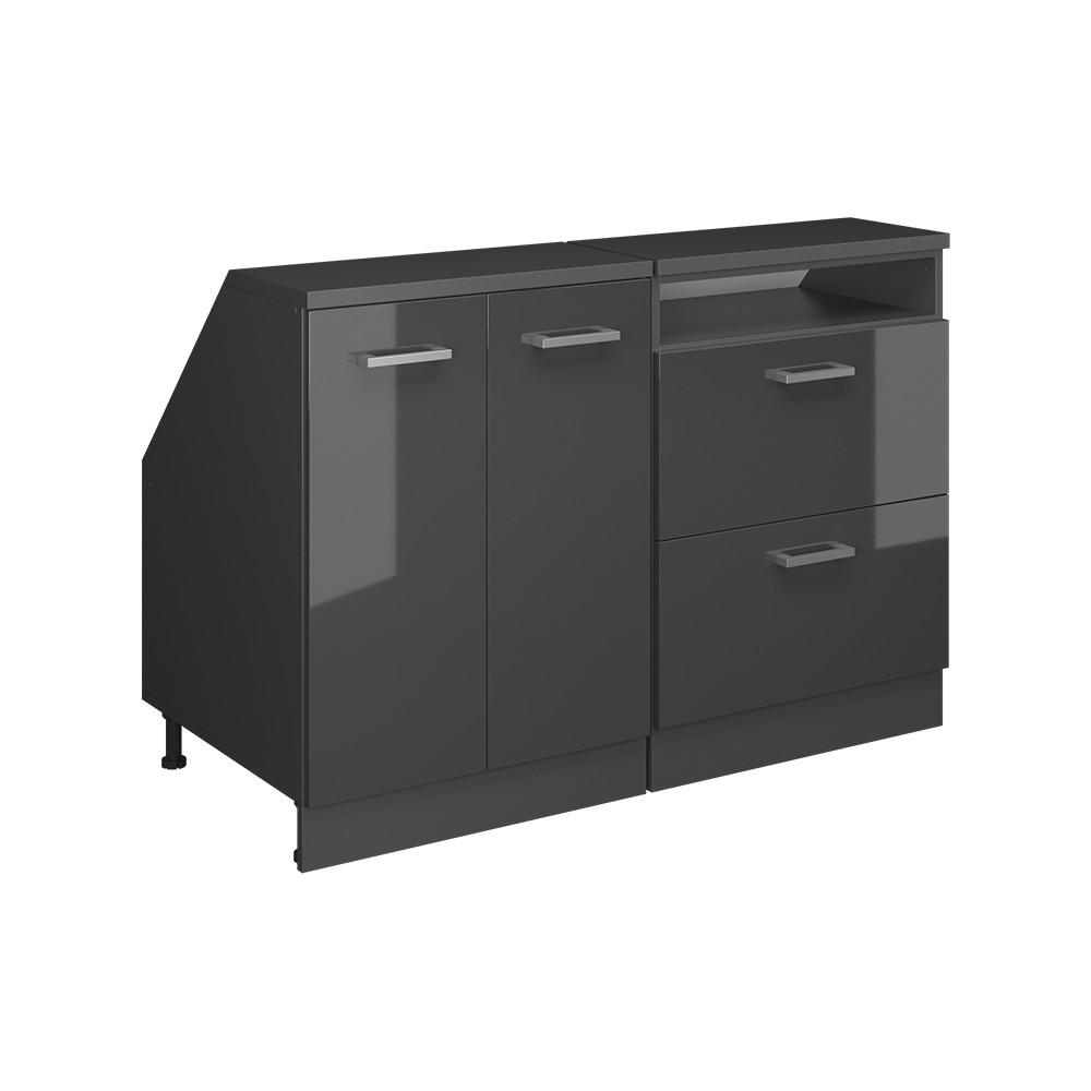 Vicco KUCHYŇSKÁ SKŘÍŇKA POD ŠIKMOU STŘECHU R-Line Antracitový vysoký lesk 120 cm Sada 2 korpusů skříně hloubka 60 cm