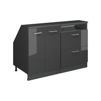 KUCHYNSKÁ SKRIŇA PRE ŠIKMÉ STRECHY R-Line Antracit vysoký lesk 120 cm Súprava 2 korpusov skrine hĺbka 60 cm - antracitová/čierna s vysokým leskom, kompozitné drevo (120/83.8/60cm) - Vicco