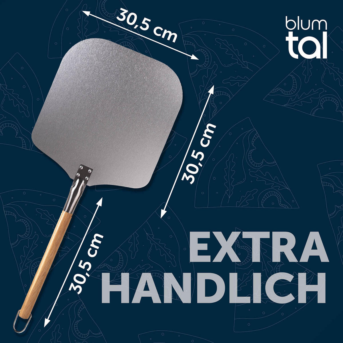 PIZZASCHIEBER Soeren 61 cm, kurz - Edelstahlfarben, Holz/Metall (30.5/1/30.5cm) - Blumtal