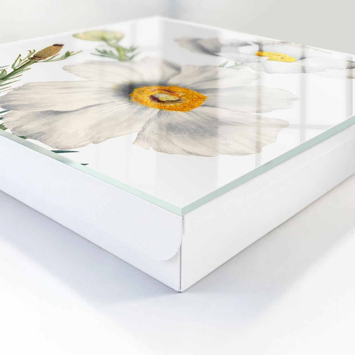 SCHLÜSSELBOX Weiß 30x30 cm – Türöffnung nach rechts - Blumen Natur - Weiß, Metall (30/30/5cm) - TULUP