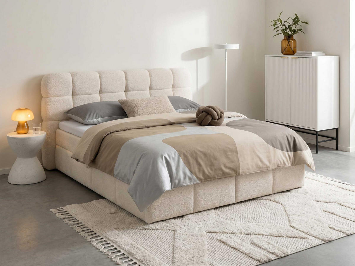 BOXBETT Mira hellbeige 180/200 cm Recharge Topper - Beige, Textil (180/200cm) - wonello