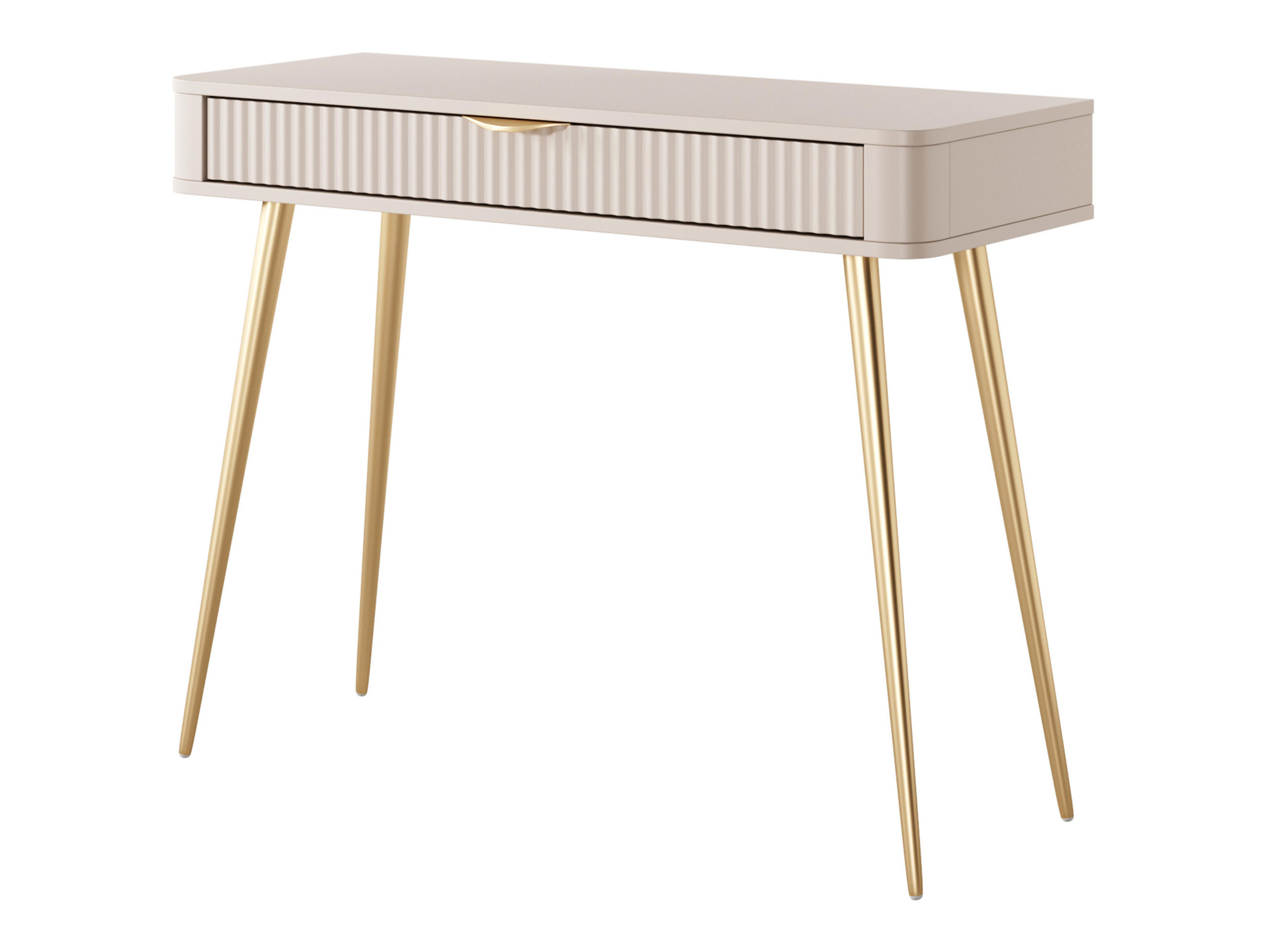 KONSOLENTISCH Vespasia 1S Beige 100,2/78/38 cm – Geriffelten Fronten - Beige/Goldfarben, Holzwerkstoff/Metall (38/100.2/78cm) - AX Living