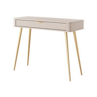 KONSOLENTISCH Vespasia 1S Beige 100,2/78/38 cm – Geriffelten Fronten - Beige/Goldfarben, Holzwerkstoff/Metall (38/100.2/78cm) - AX Living