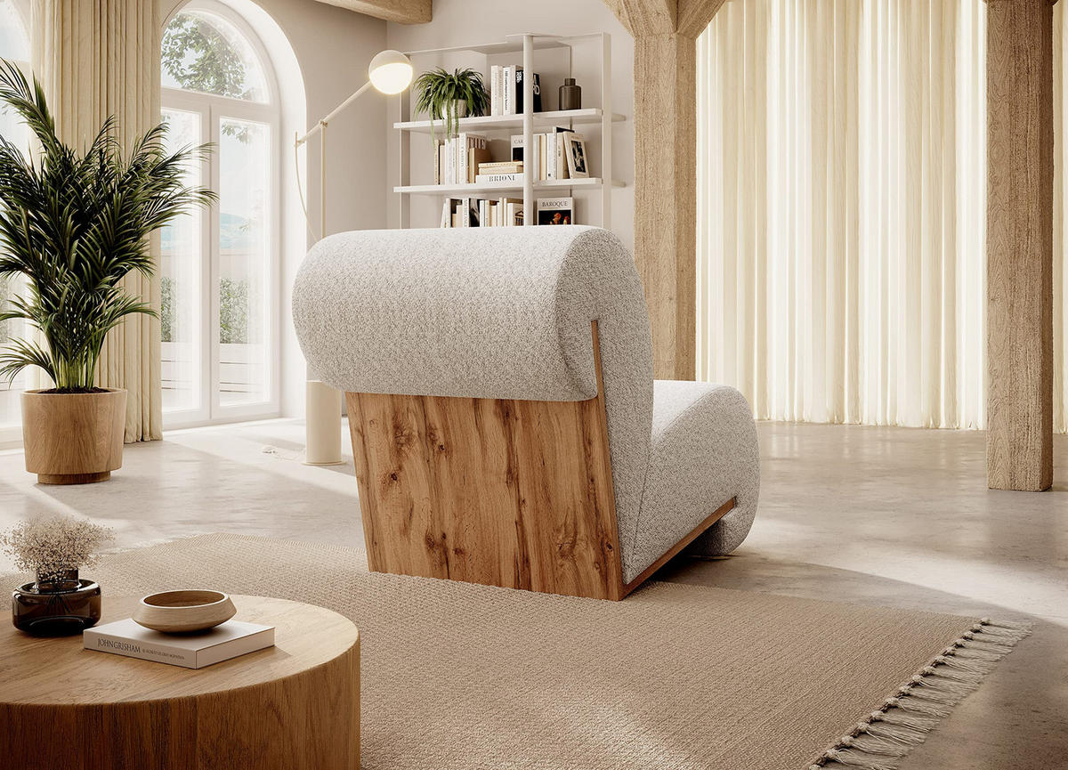 SESSEL CATCH ME Sessel, Bequeme Polsterung, 3D-Stoff, Hohe Festigkeit, Holzdetails, Farbe Grau - Schwarz/Grau, Holz/Textil (80/78/100cm) - DomoHome