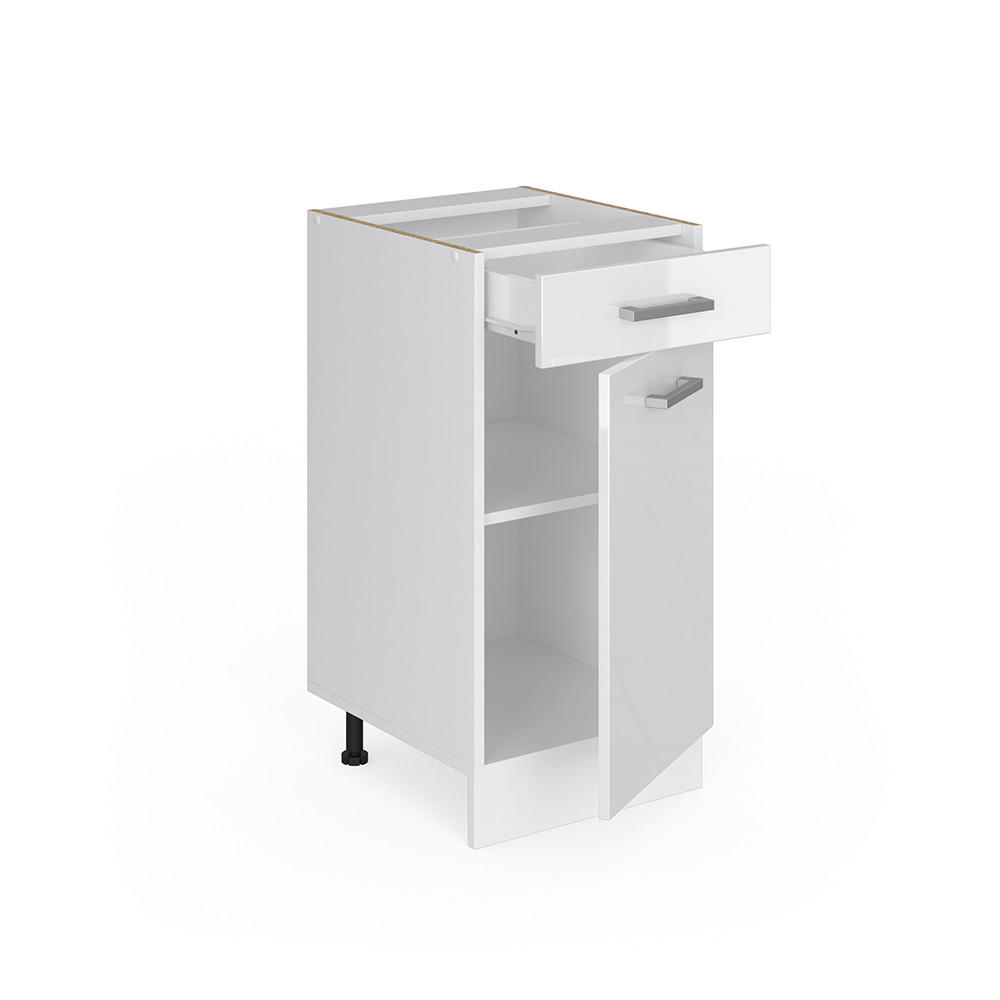 KÜCHENUNTERSCHRANK R-Line Weiß Hochglanz 40 cm ohne AP - Weiß Hochglanz/Weiß, Holzwerkstoff (40/81.6/46cm) - Vicco