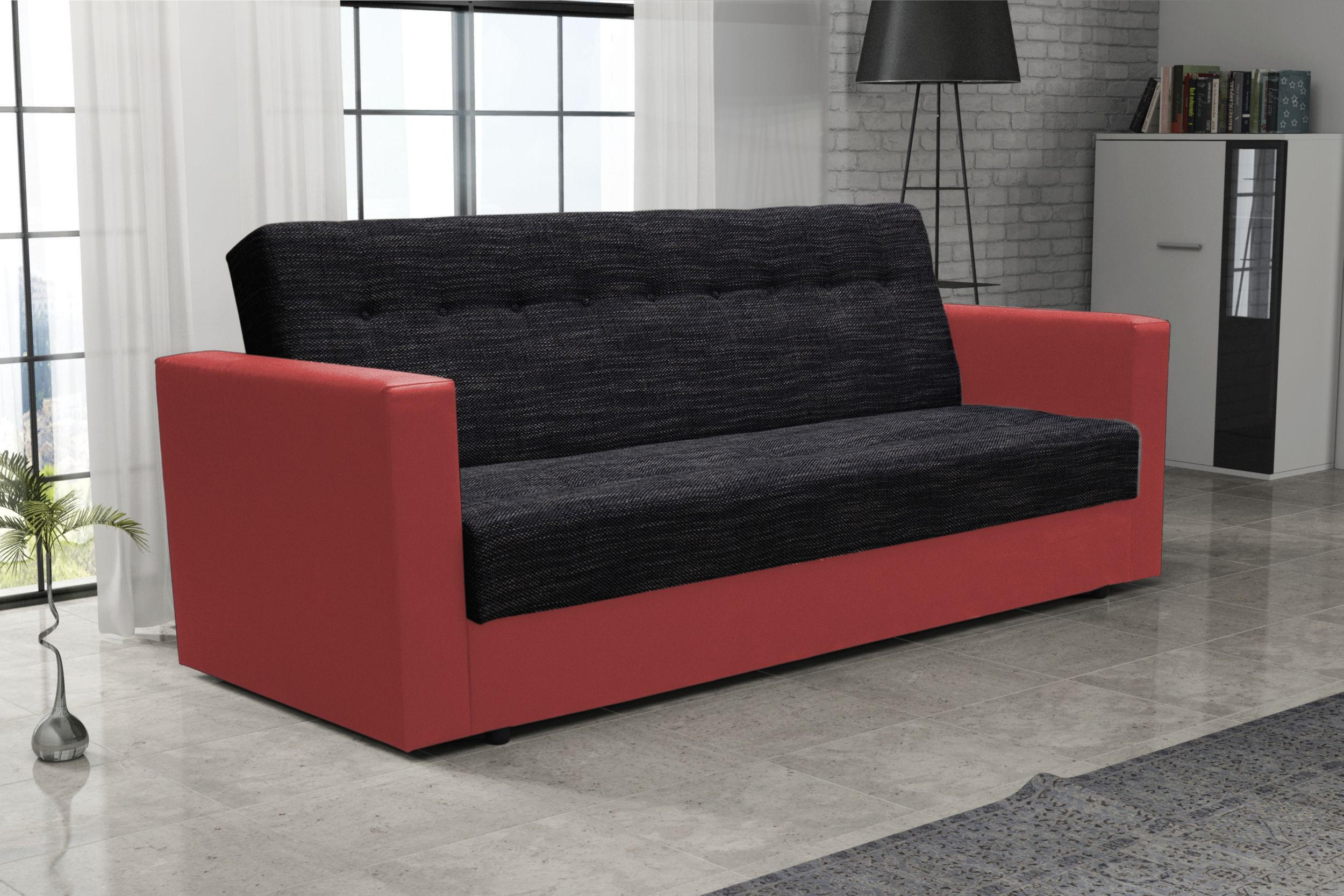 SOFA WIND mit Schlaffunktion KORNET10+SAWANA13 mit Stauraum - Rot, Textil (87/95/216cm) - Bedante