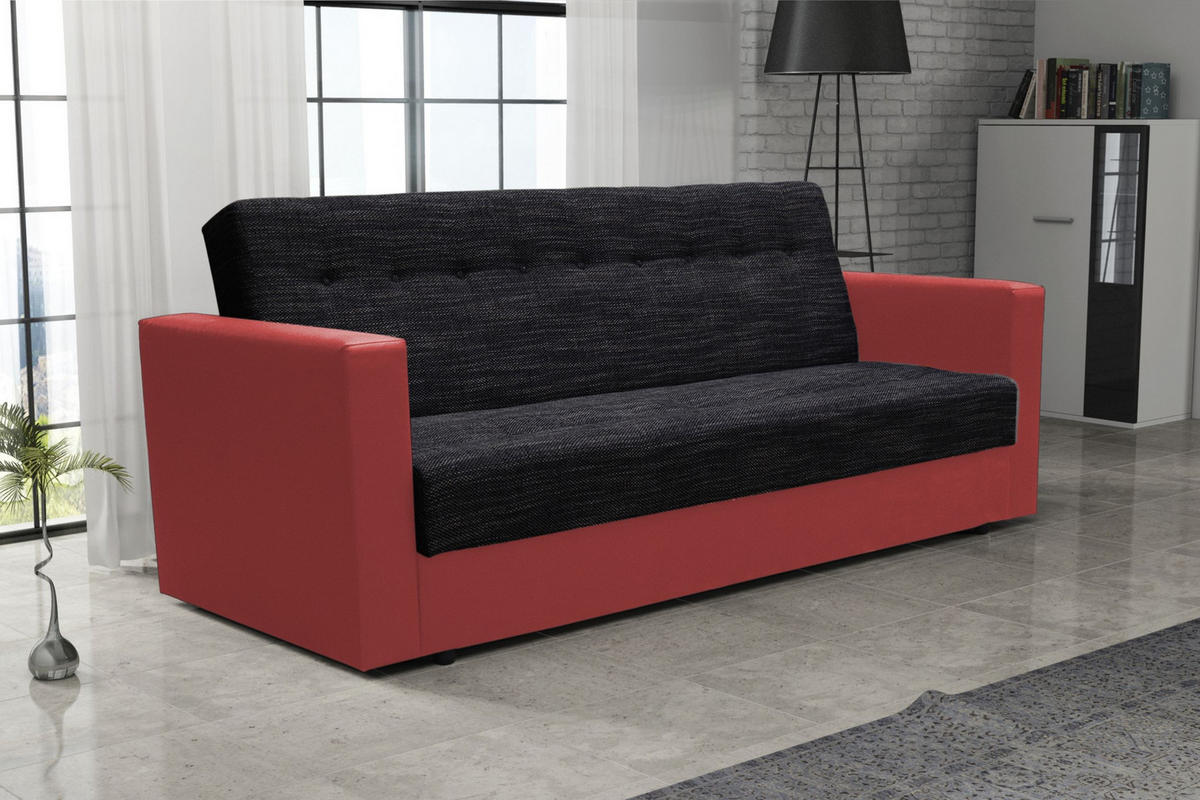 SOFA WIND mit Schlaffunktion KORNET10+SAWANA13 mit Stauraum - Rot, Textil (87/95/216cm) - Bedante