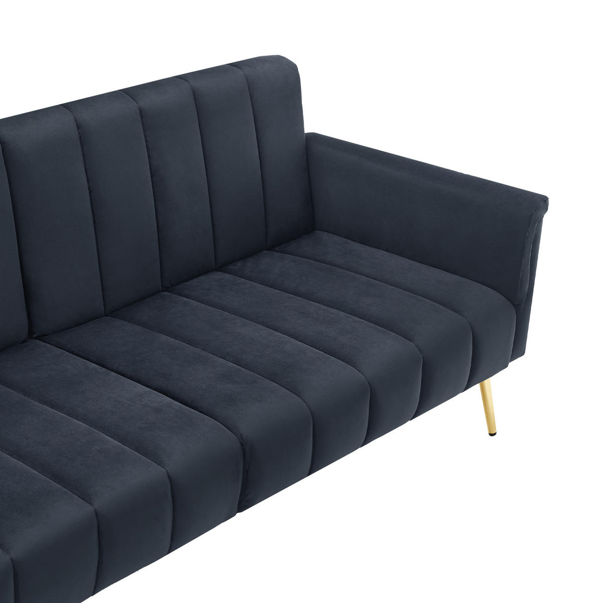 2-SITZER SCHLAFSOFA Samt Schwarz mit verstellbarer Rückenlehne und Armlehnen - Schwarz, Holzwerkstoff/Textil (183/75/76cm) - WISHDOR