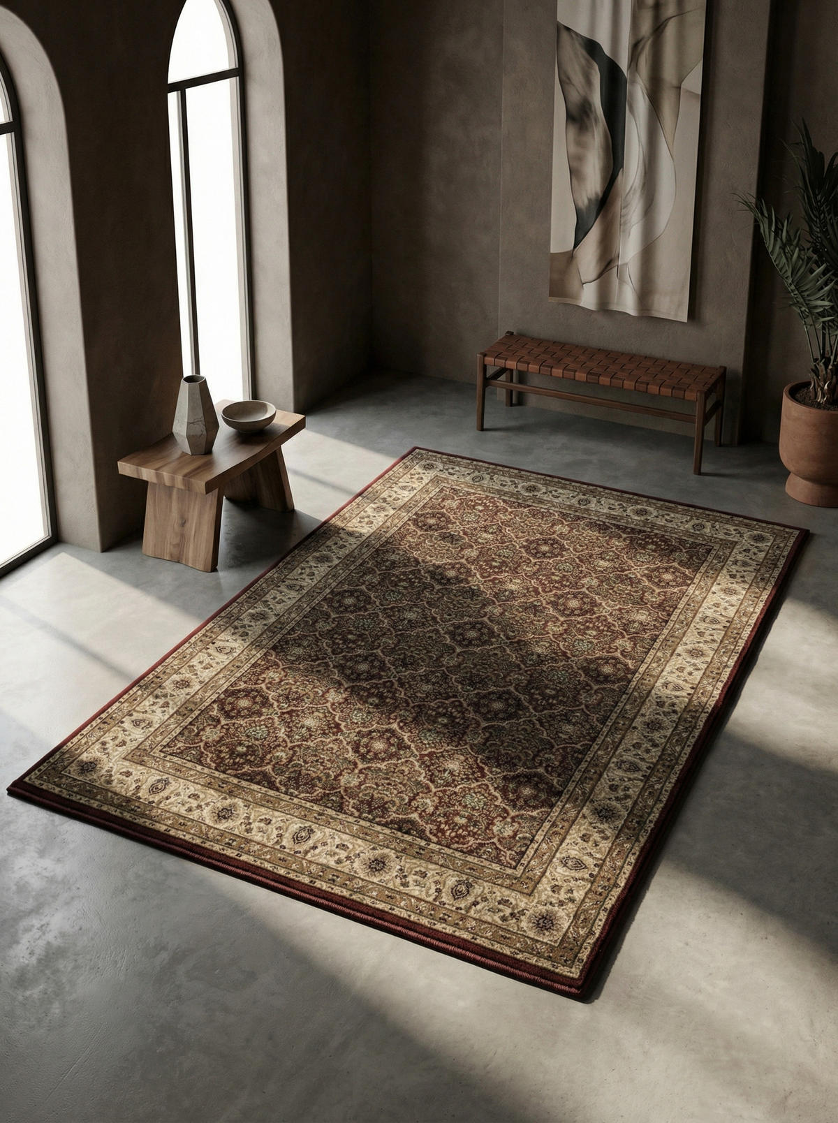 TEPPICH Kurzflor Orientalisch Muster Polypropylen Gewebt Rot Rechteckig 300x400 - Rot, Textil (300/400cm) - KADIMA DESIGN