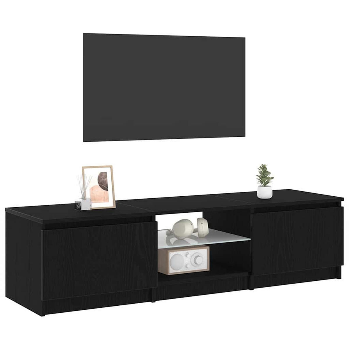 TV-SCHRÄNK Schwarz Eichen-Optik 140/40/36 Cm - Schwarz, Holzwerkstoff (40/36/140cm) - vidaXL