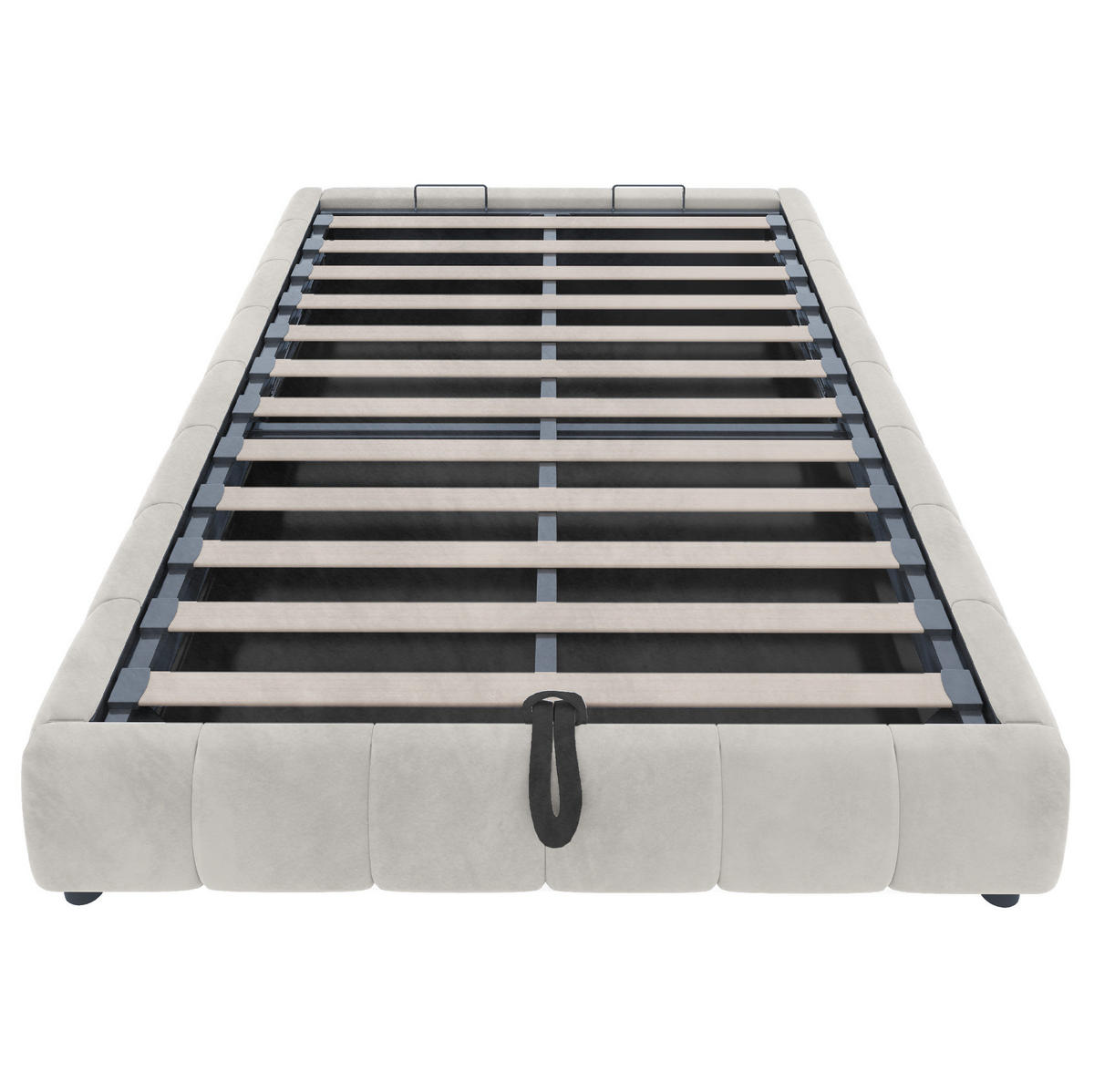 POLSTERBETT mit LED-Beleuchtung 140/200 cm mit Bettkasten in Beige - Beige, Textil (140/200cm) - BEAOK