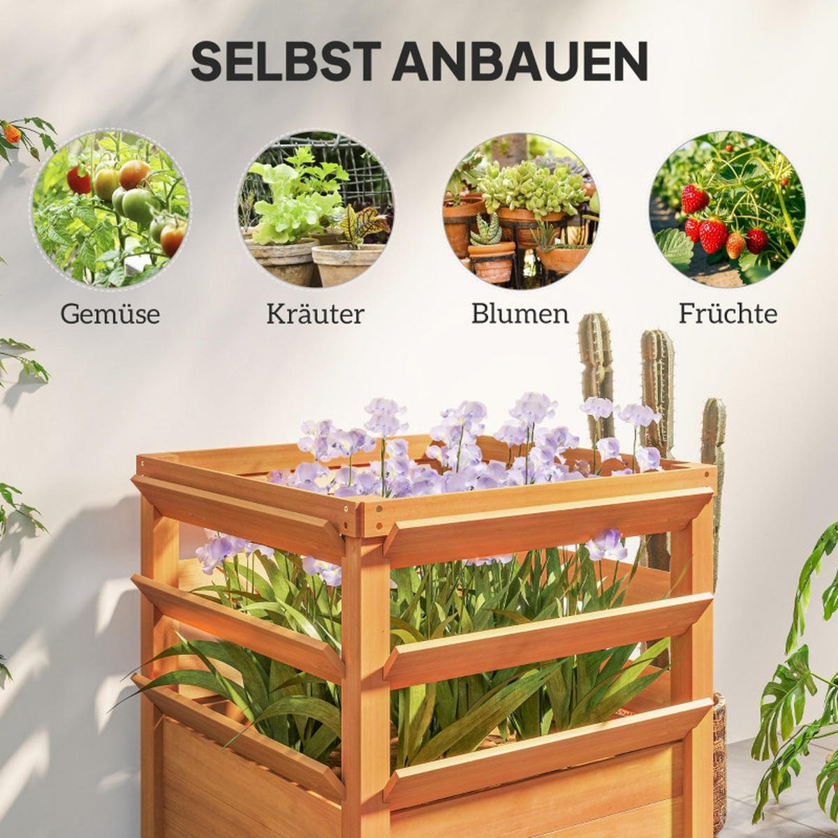HOCHBEET 53/53/73 cm Dunkelbraun - Dunkelbraun, Holz/Metall (65/73/65cm) - Oxeza