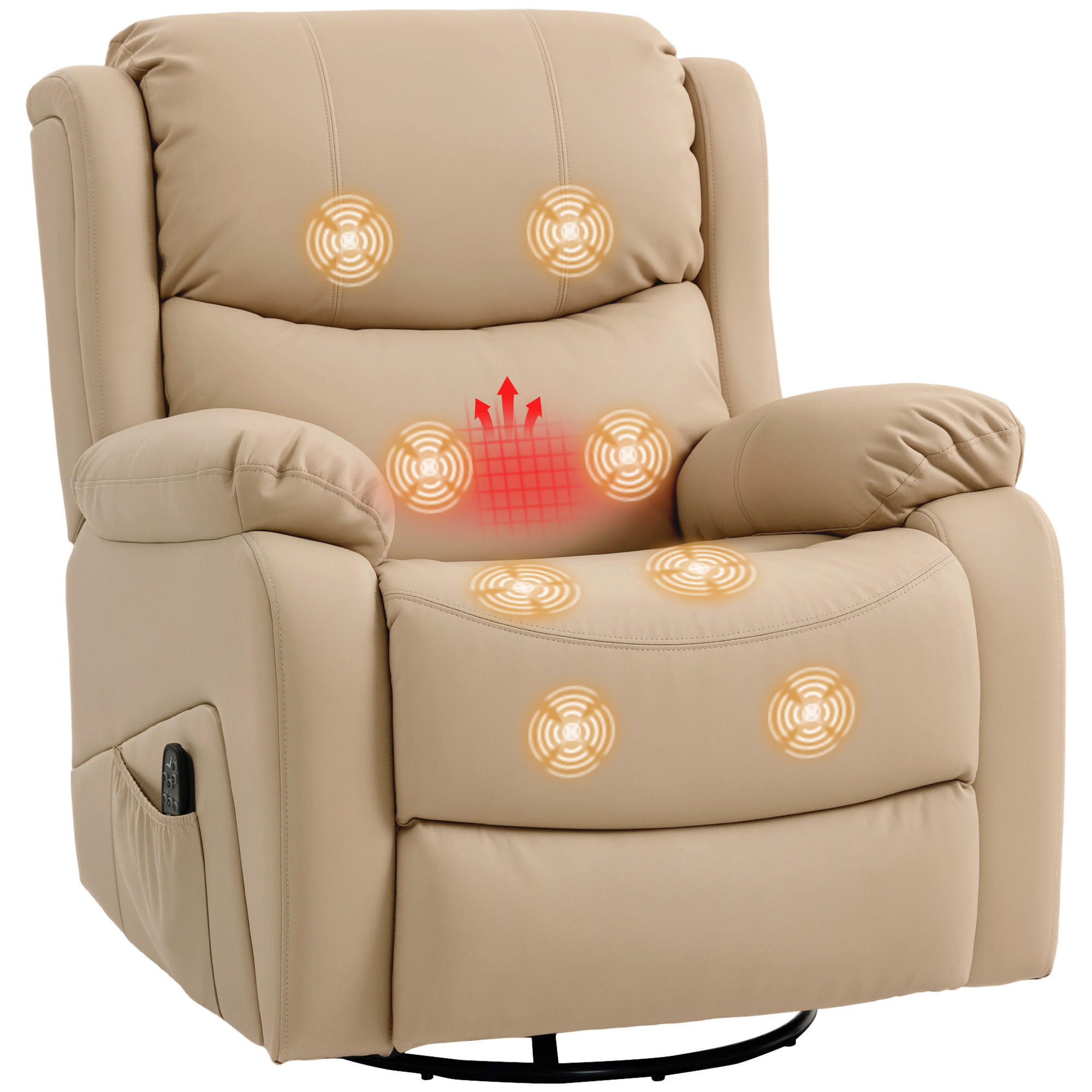 MASSAGESESSEL,8 Massagepunkte Heizung Fußstütze,beige - Beige, Textil (85/100/97cm) - Vallsero