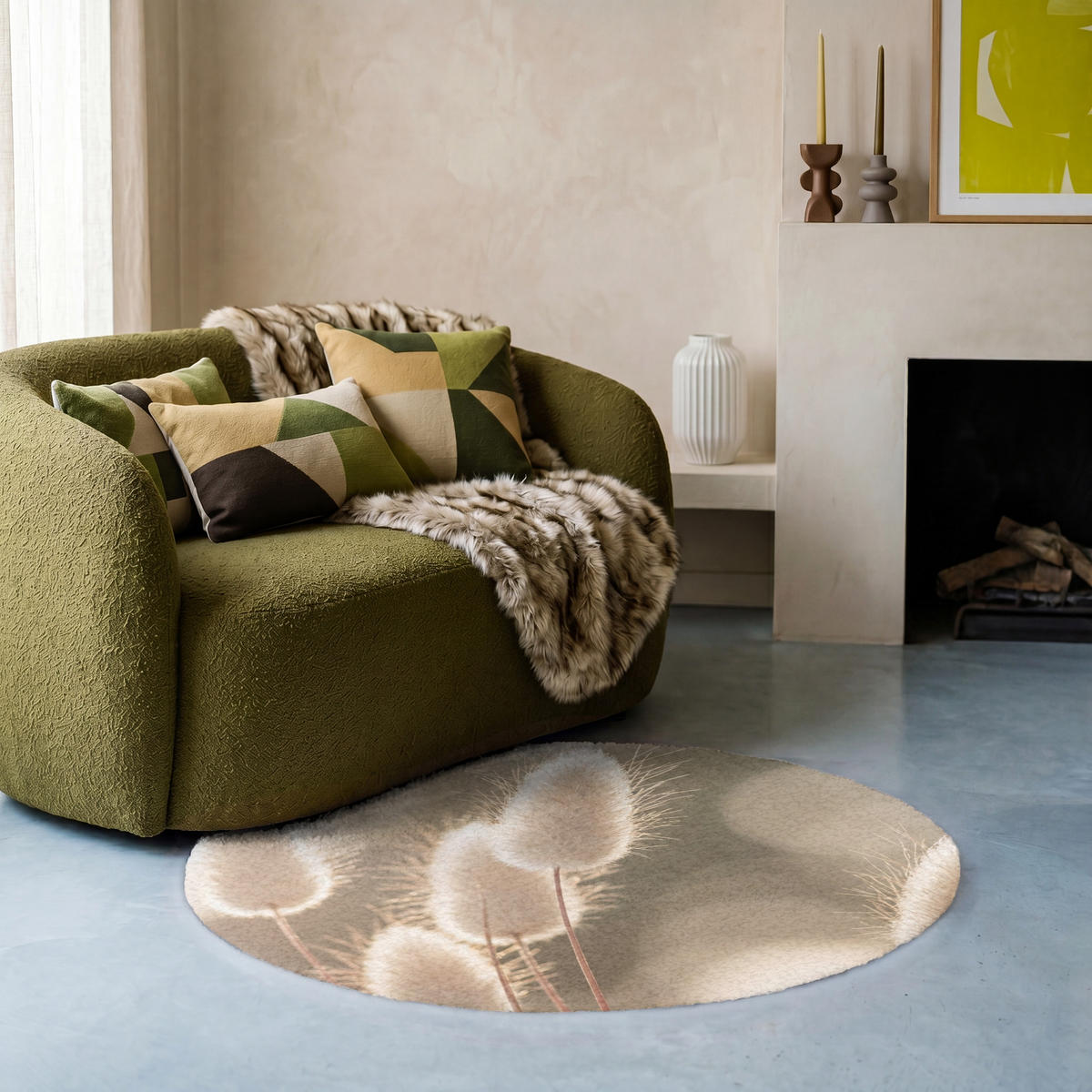 KOBERCE - Chvostoskok - Biely - Slnečné svetlo - 90x90 cm - béžová, textil/plast (90/90cm) - OnlyWow