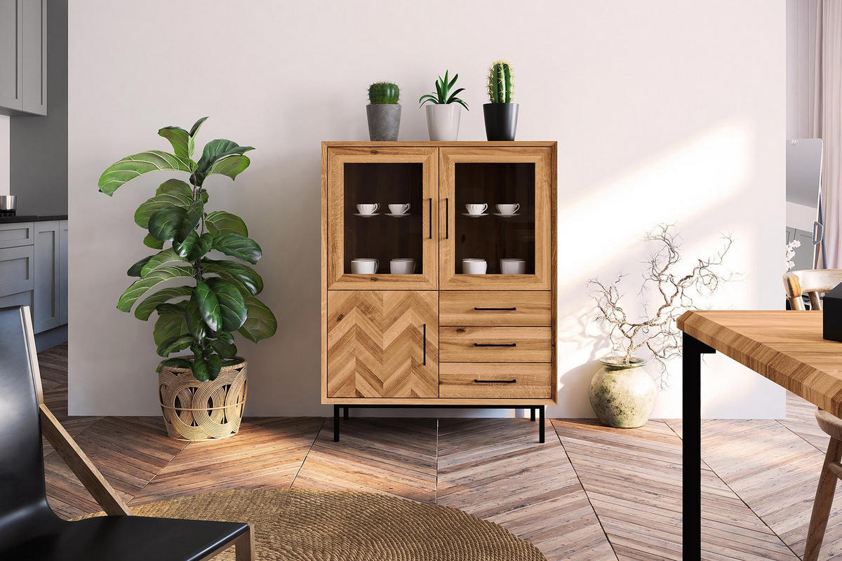 SIDEBOARD LEON Wildeiche - Wildeiche, Holz (97/125/45cm) - byoak