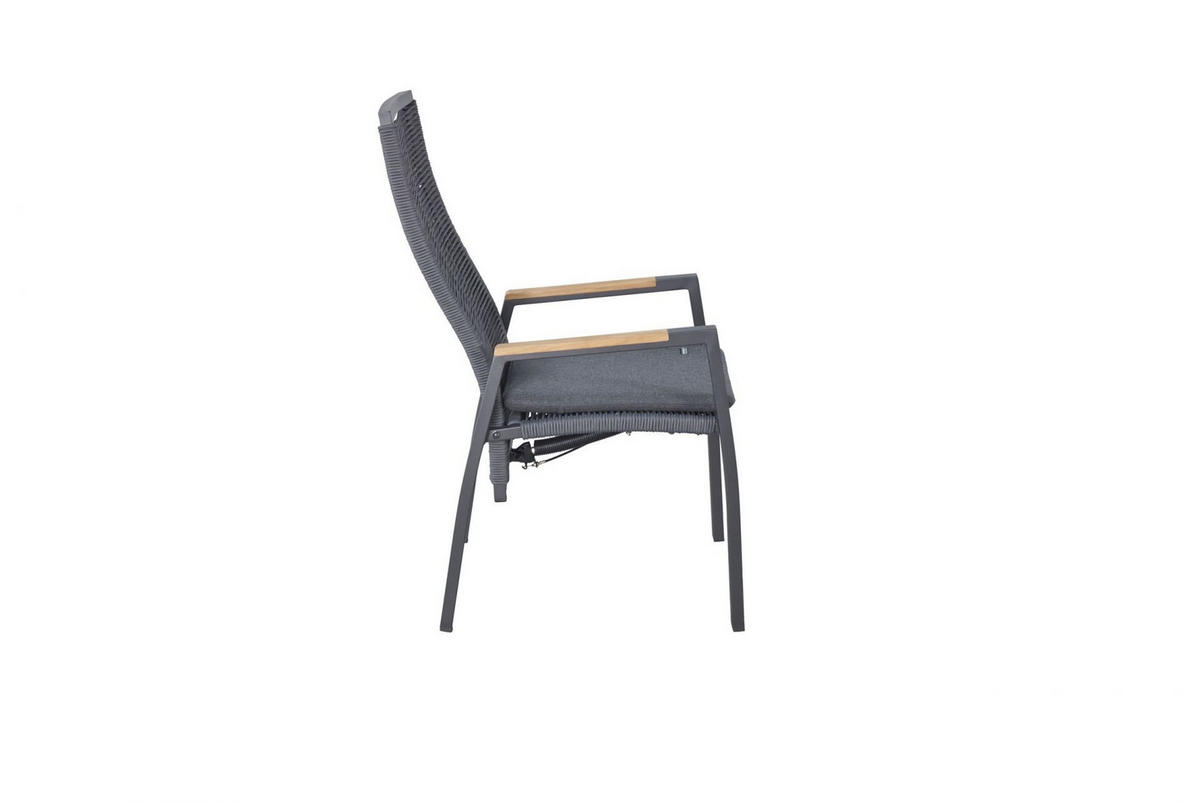 GARTENSTUHL Ohio 57x63x108 cm, Metall, Teakholz, Sunbrella Stoff, Grau - Grau, Metall (57/108/63cm) - dasmöbelwerk