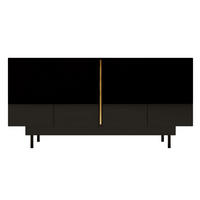 SIDEBOARD Artemisa Schwarz, goldener Akzent, Hochglanz - Schwarz Hochglanz/Schwarz, Holzwerkstoff/Metall (163/81/42cm) - Dancan