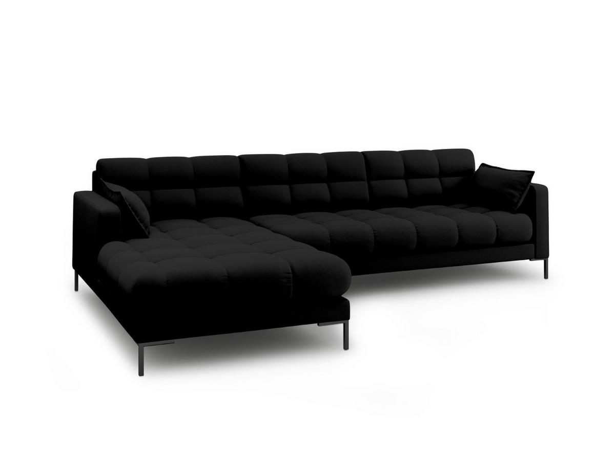 ECKSOFA links Mamaia aus strukturiertem Stoff schwarz 5 Sitzplätze - Schwarz, Textil (185/293cm) - Micadoni