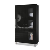 VITRINE Denjo Tür in Schwarz Hochglanz - Schwarz Hochglanz, Holzwerkstoff (71/129/35cm) - Vladon