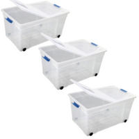 AUFBEWAHRUNGSBOX, S-free, 60L 3er-Set - Transparent, Kunststoff (59/32/59cm)