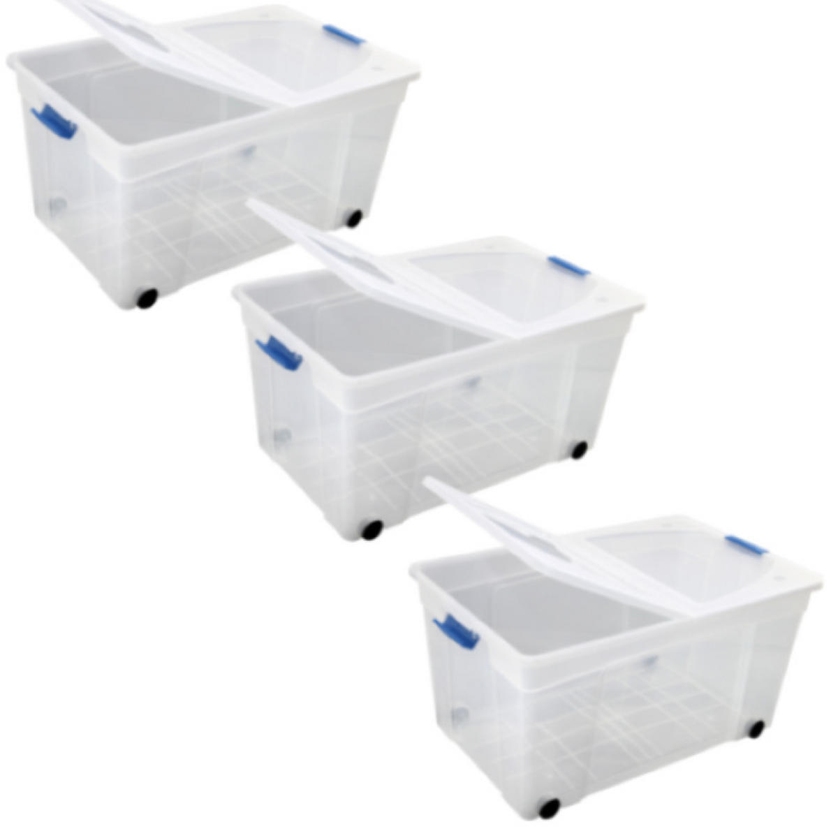 AUFBEWAHRUNGSBOX, S-free, 60L 3er-Set - Transparent, Kunststoff (59/32/59cm)