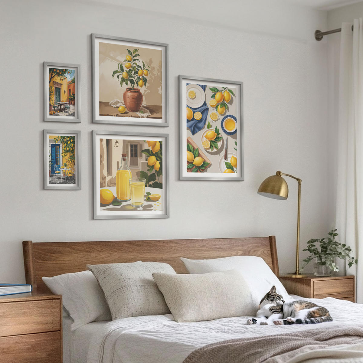 BILDER SET 5er Set - 50x50 cm & 20x30 cm & 40x60 cm Silberner Rahmen - Bunte Strandhäuser - Silberfarben, Kunststoff (40/60cm) - TULUP
