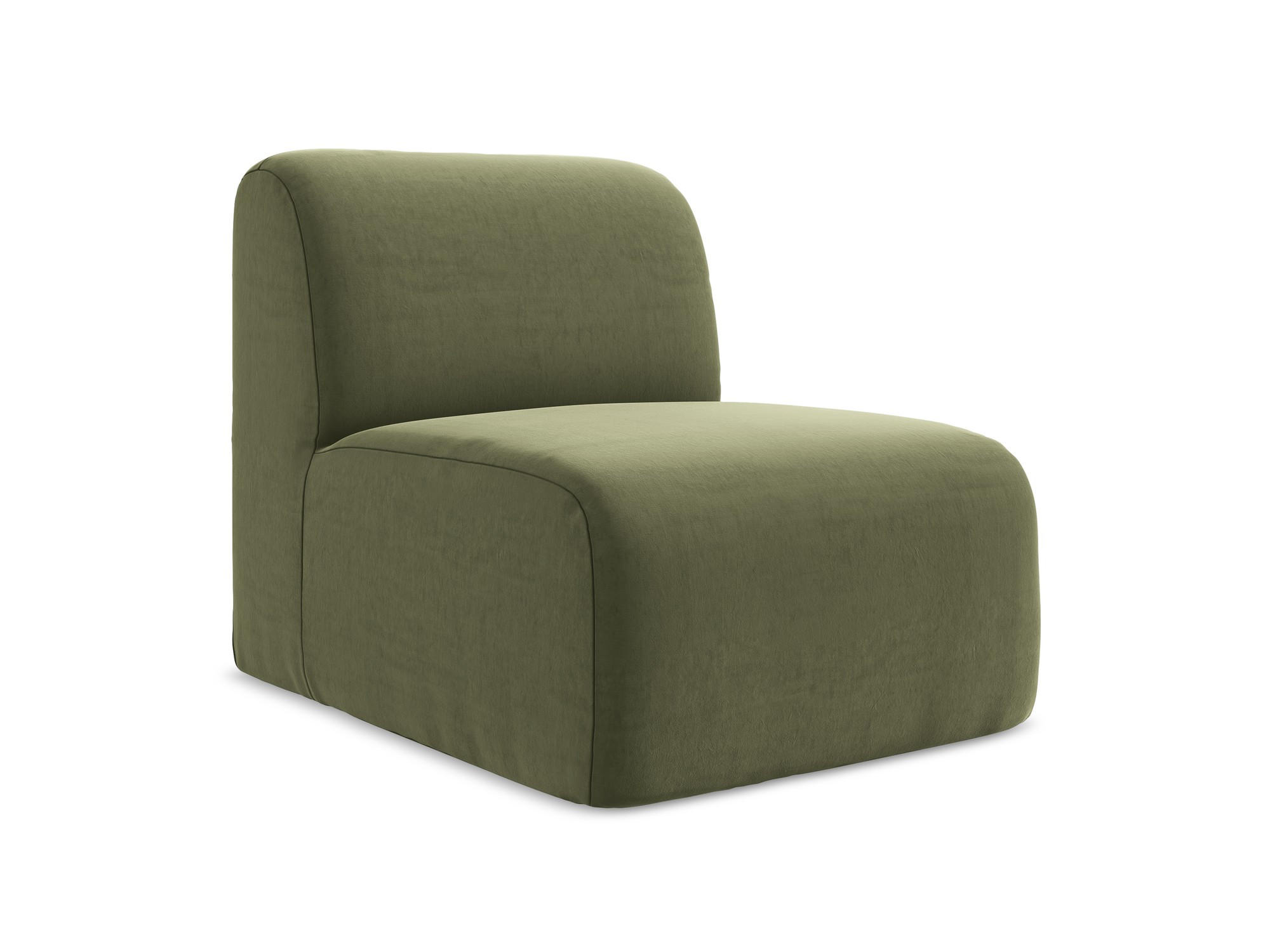 SOFAELEMENT Samt Stoff Grün - Schwarz/Olivgrün, Holzwerkstoff/Kunststoff (70/75/94cm) - Makamii