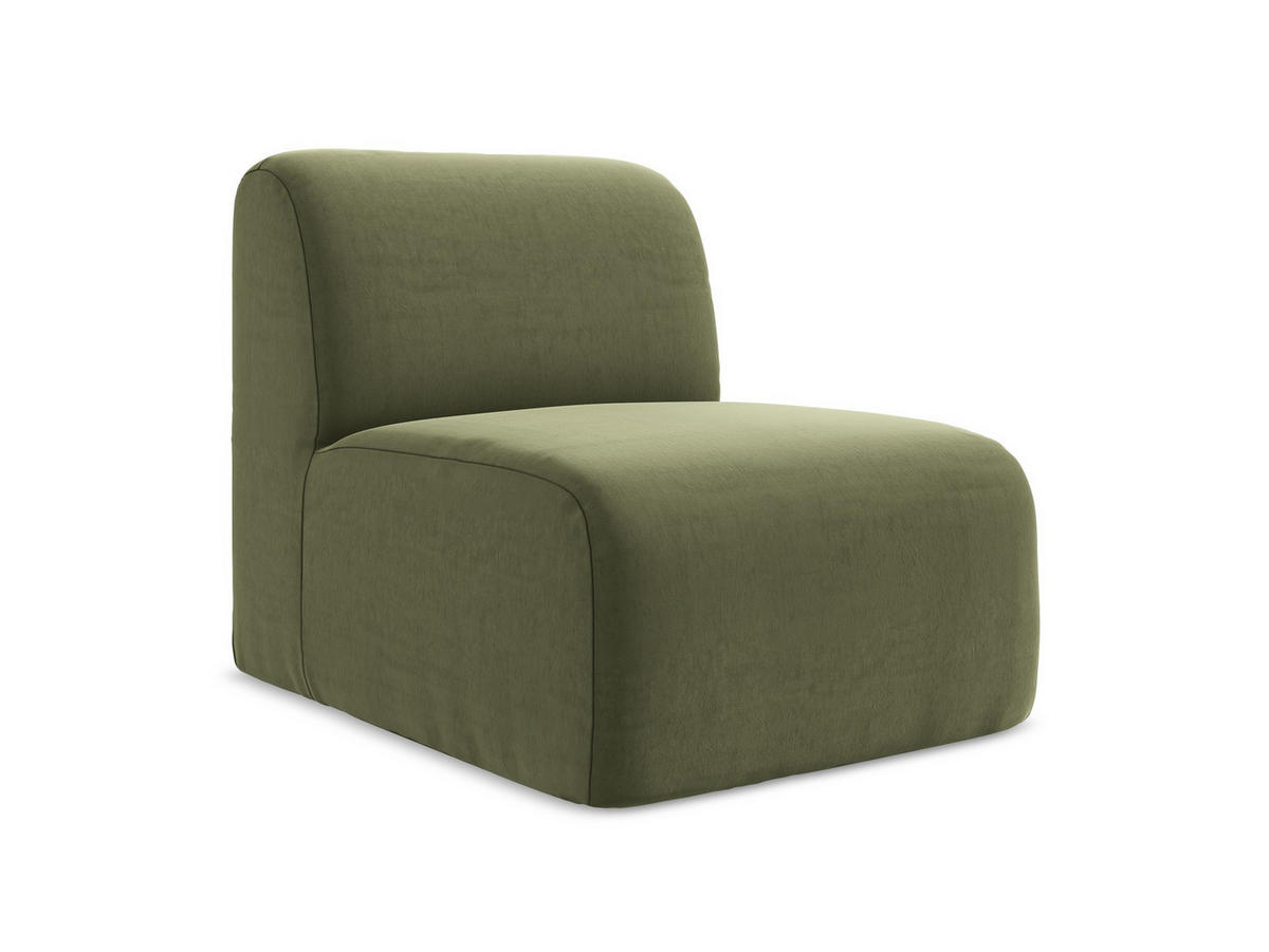 SOFAELEMENT Samt Stoff Grün - Schwarz/Olivgrün, Holzwerkstoff/Kunststoff (70/75/94cm) - Makamii
