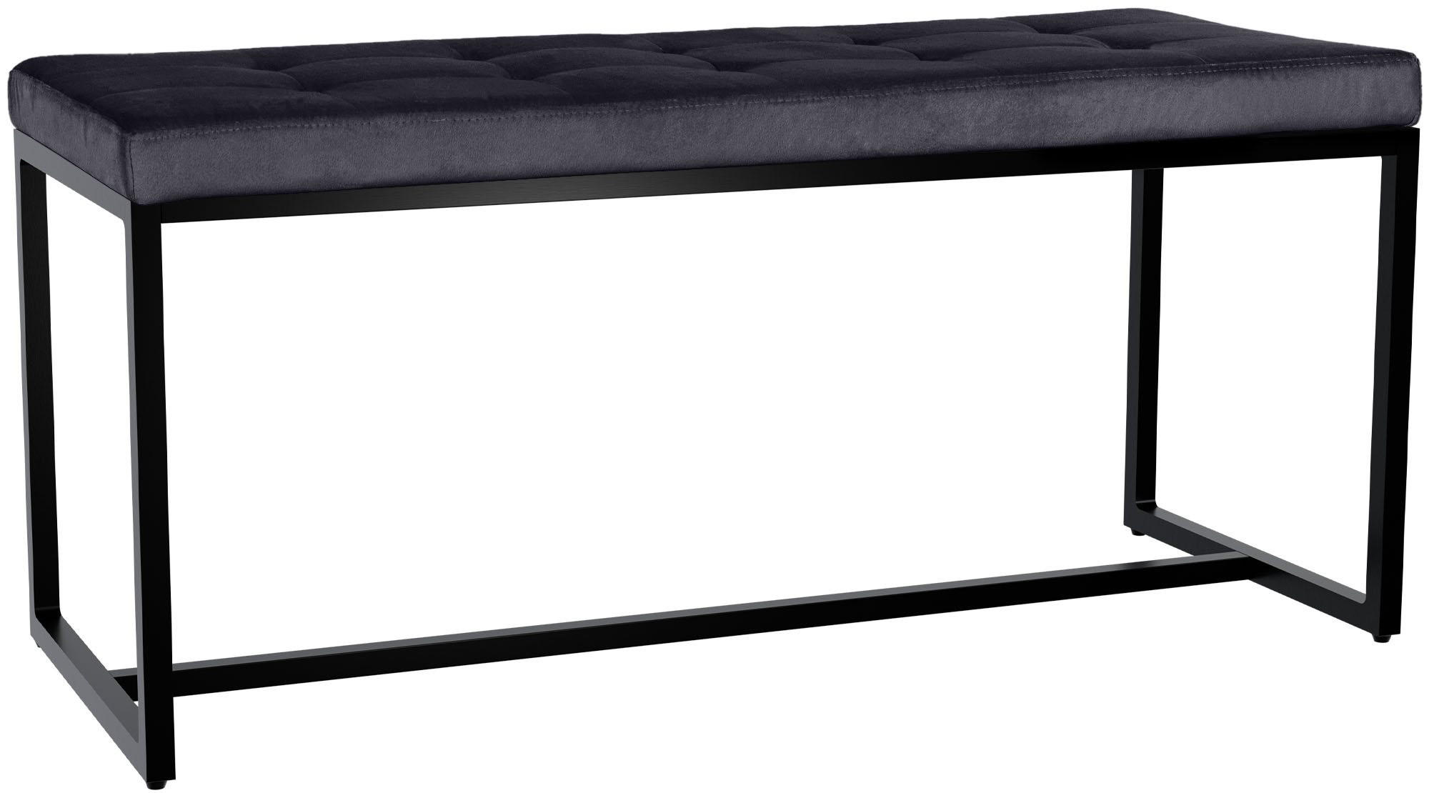 SITZBANK 100/40 cm Samt schwarz - Schwarz, Textil/Metall (100/48/40cm) - CLP