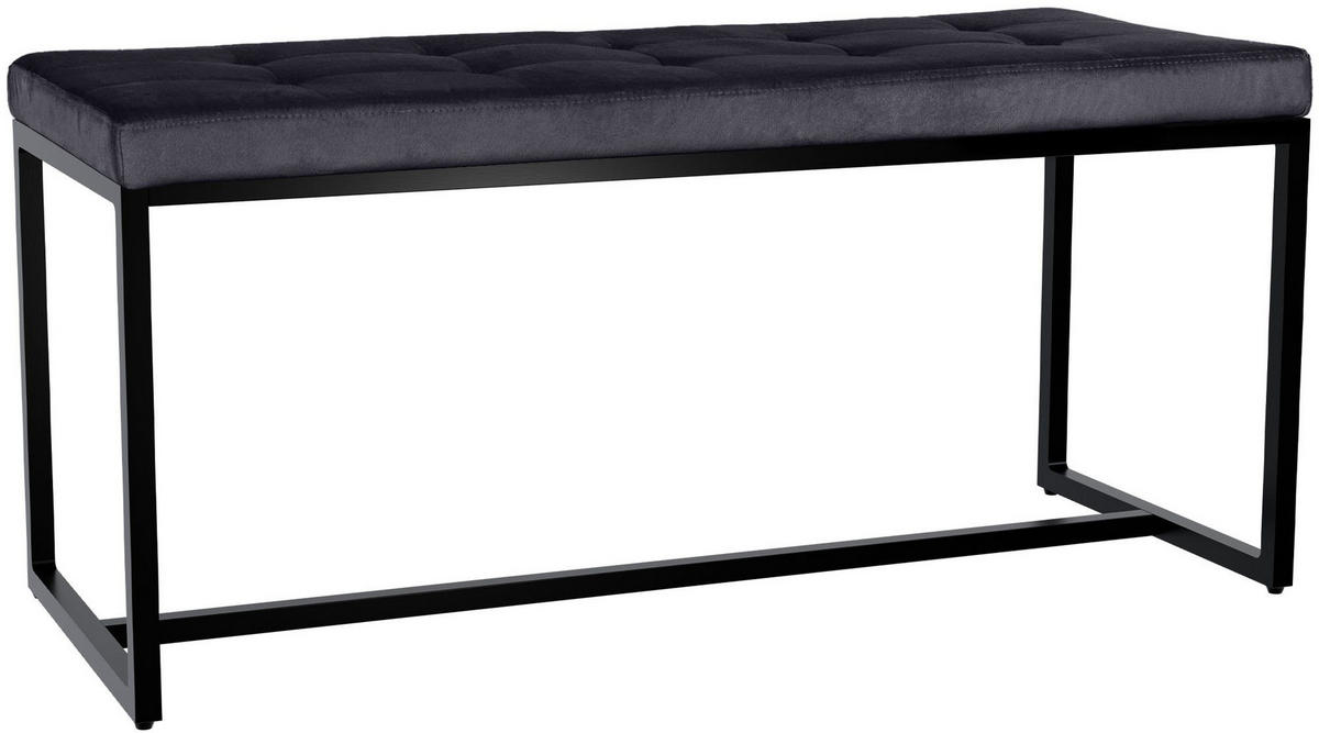 SITZBANK 100/40 cm Samt schwarz - Schwarz, Textil/Metall (100/48/40cm) - CLP