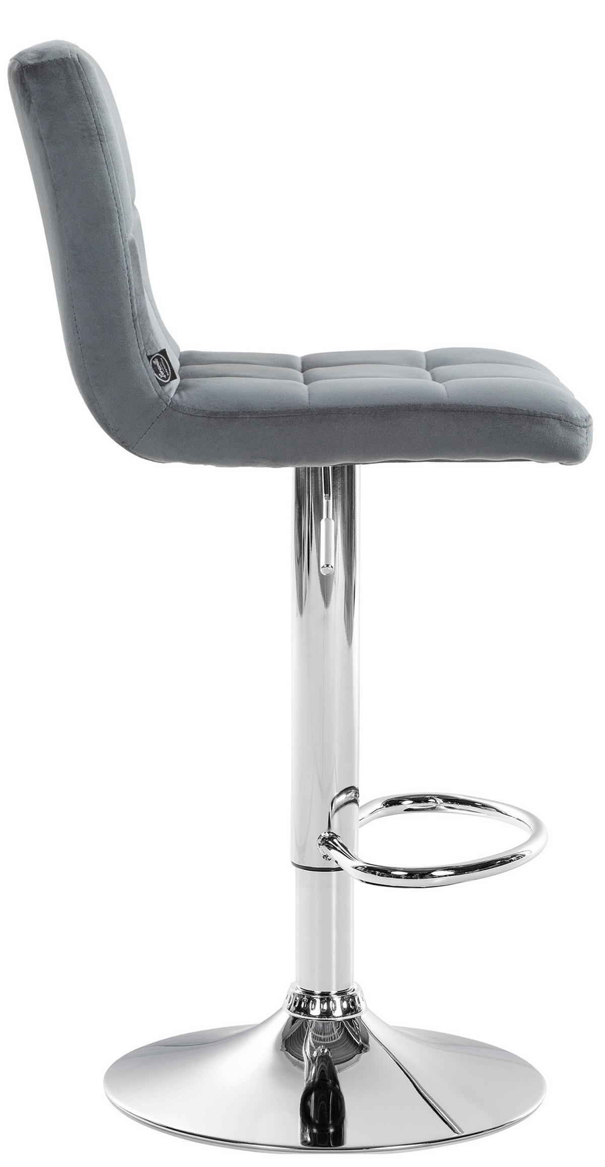BARHOCKER Samt dunkelgrau - Chromfarben/Dunkelgrau, Textil/Metall (46/94/47cm) - CLP