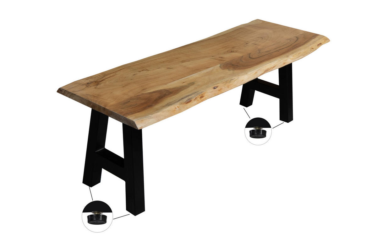 SITZBANK NOAH - Beige/Schwarz, Holz/Metall (220/45/42cm) - SAM